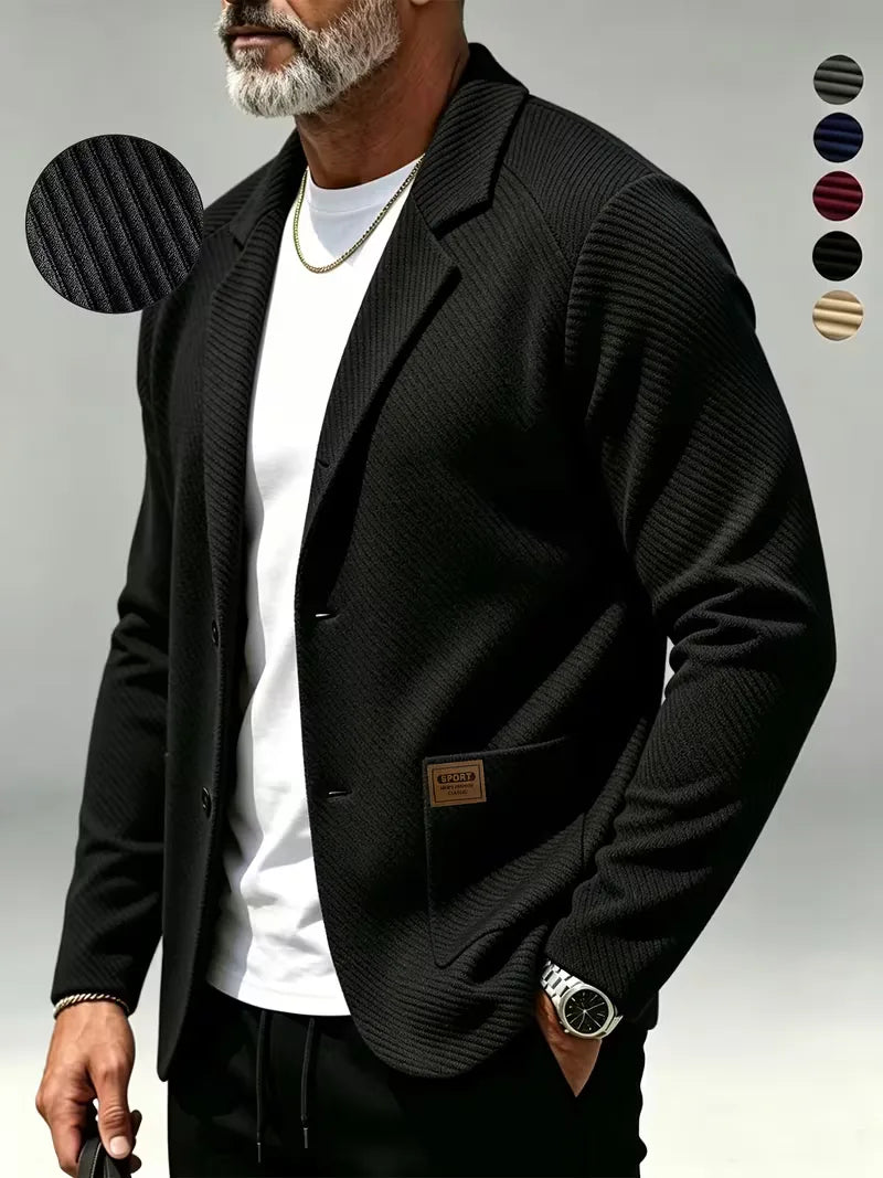 Men's Blazer with Knitted Texture