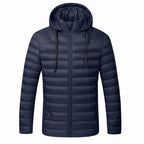 Men's USB-Heated Hooded Puffer Jacket – Water-Resistant Insulated Winter