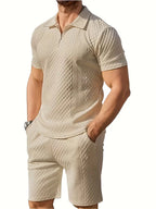 Men's Jacquard Polo and Shorts Set