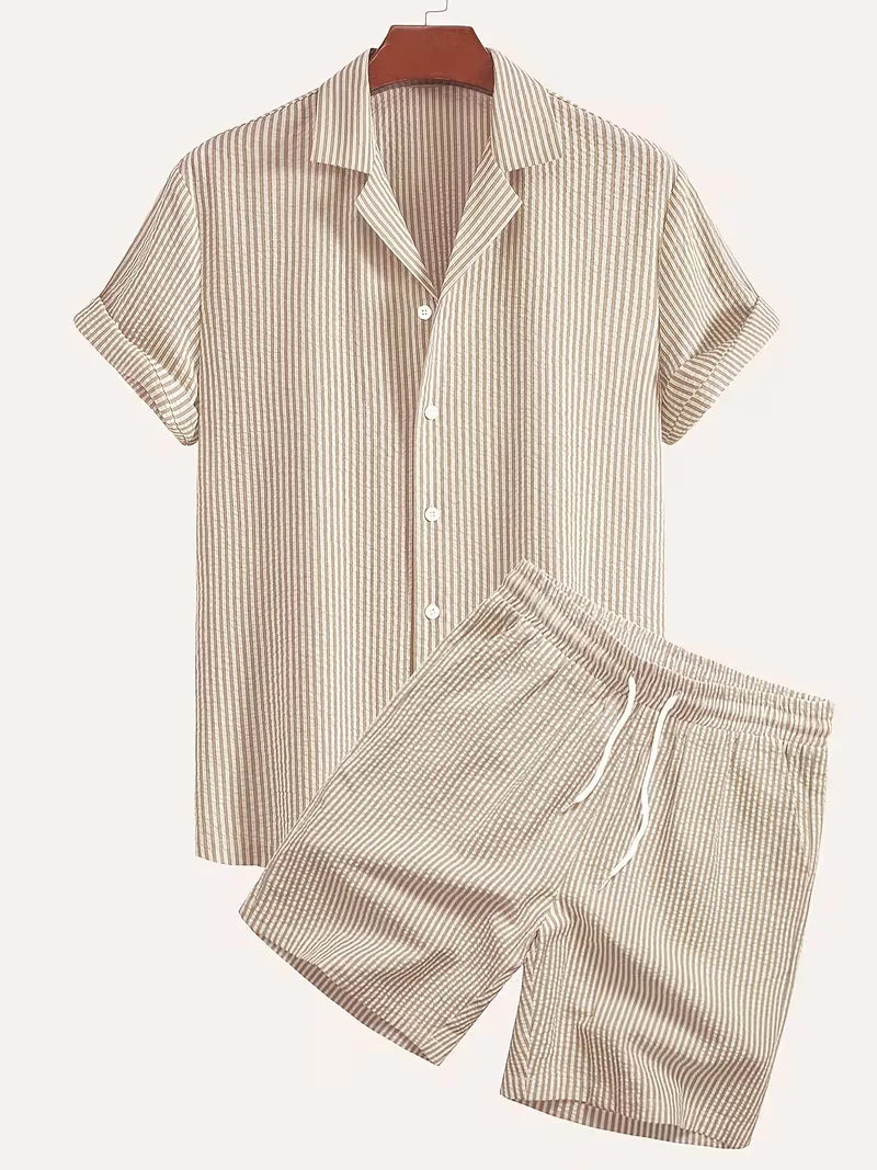 Men's Striped Shirt and Shorts Summer Set