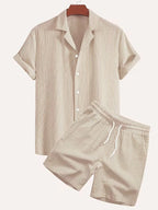 Men's Striped Shirt and Shorts Summer Set