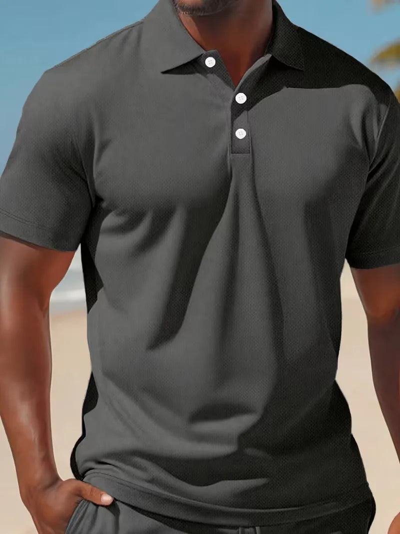 Men's Polo and Shorts Summer Set in Light Blue