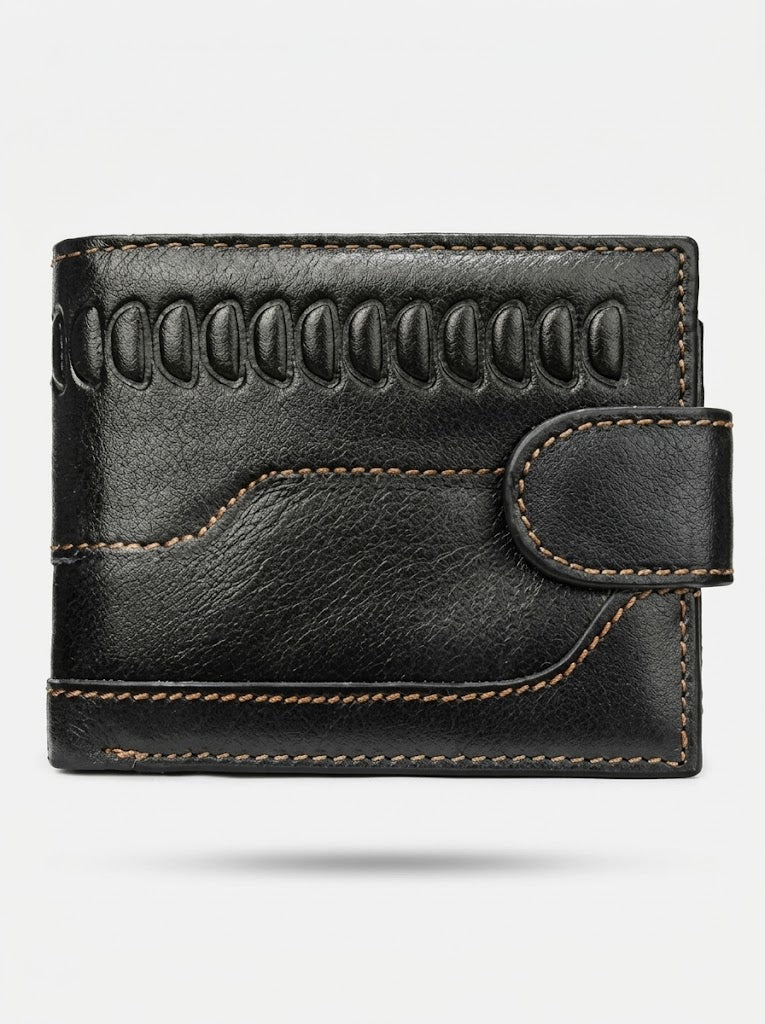 Men's leather-look Bifold Wallet – Retro Snap-Closure Card Holder