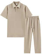 Men's Jacquard Polo and Trouser Lounge Set
