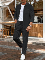 Men's Button-Up Bomber Jacket with Chest Pockets