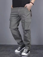 Men's Straight-Leg Cargo Trousers in Black