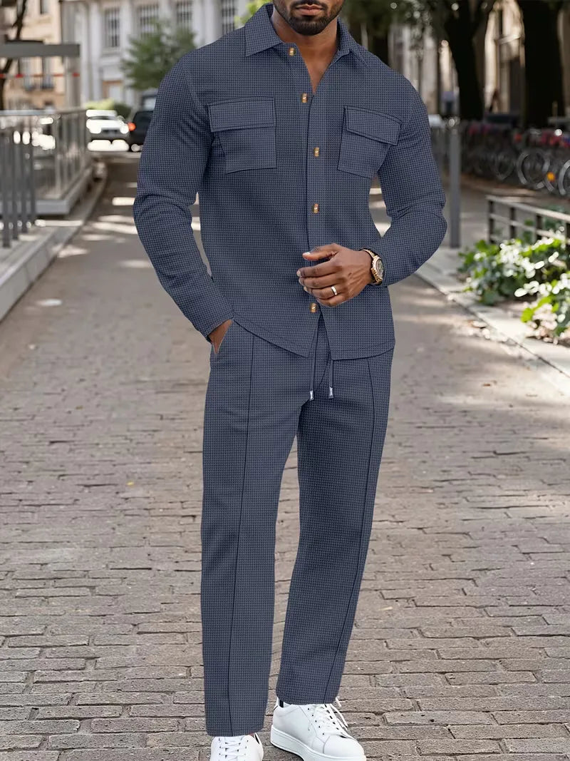 Men's Button-Up Bomber Jacket with Chest Pockets