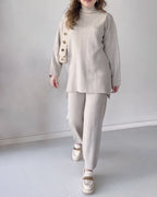 Women's Two-piece Trouser Lounge Set – White