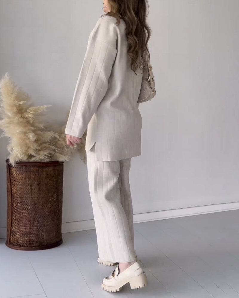 Women's Two-piece Trouser Lounge Set – White