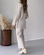 Women's Two-piece Trouser Lounge Set – White
