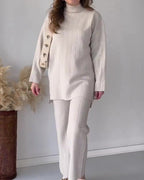 Women's Two-piece Trouser Lounge Set – White
