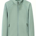 Women's Zip-front Jacket with stand-up collar and long sleeve – Light Green