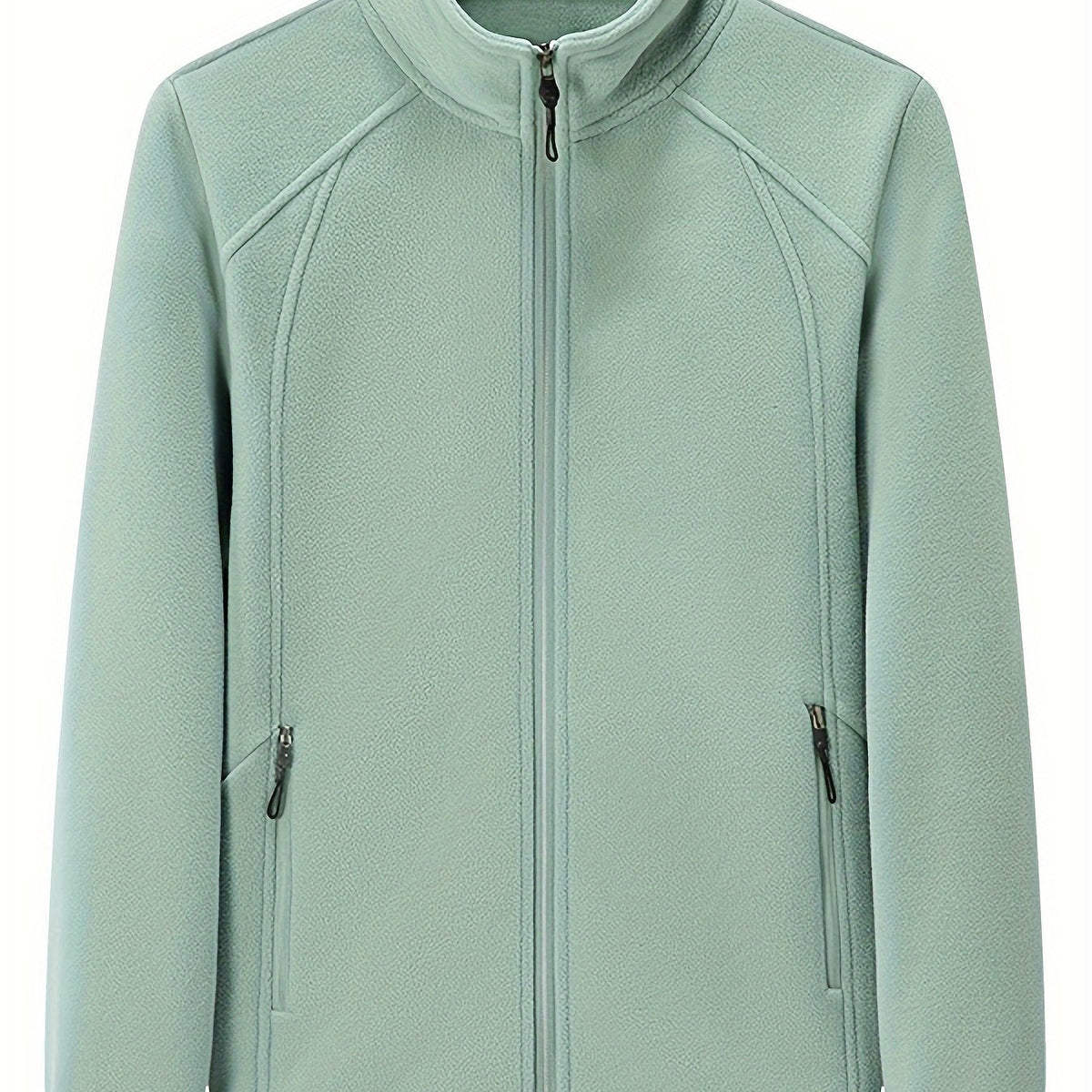 Women's Zip-front Jacket with stand-up collar and long sleeve – Light Green
