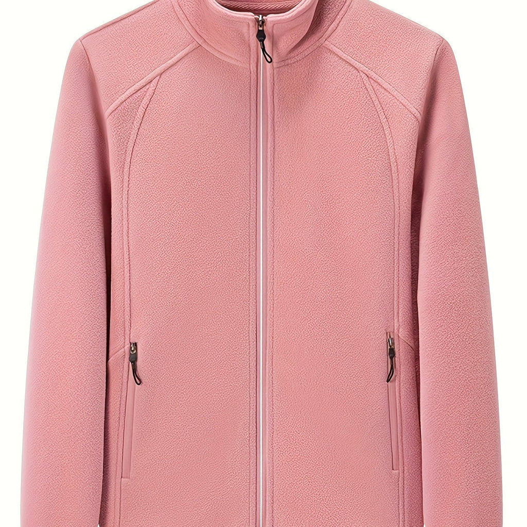 Women's Zip-front Jacket with stand-up collar and long sleeve – Light Green