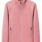 Women's Zip-front Jacket with stand-up collar and long sleeve – Light Green