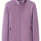 Women's Zip-front Jacket with stand-up collar and long sleeve – Light Green