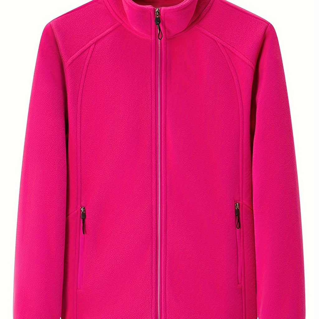 Women's Zip-front Jacket with stand-up collar and long sleeve – Light Green