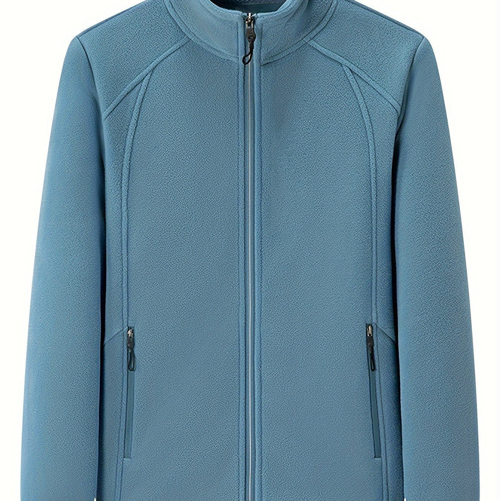 Women's Zip-front Jacket with stand-up collar and long sleeve – Light Green