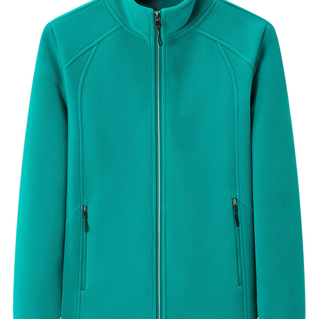 Women's Zip-front Jacket with stand-up collar and long sleeve – Light Green