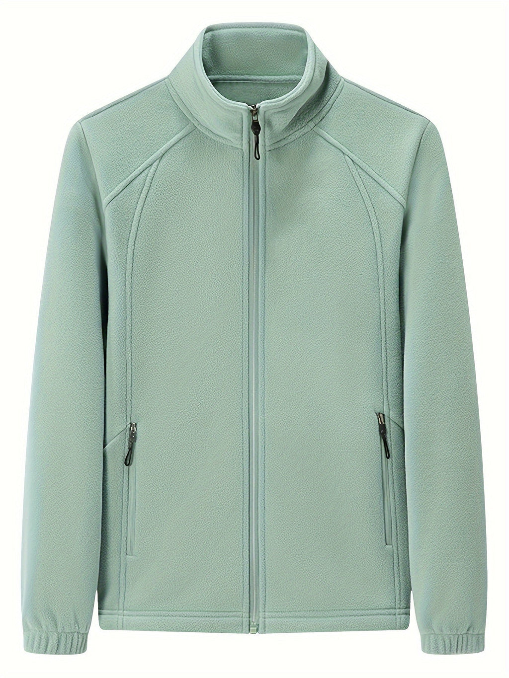 Women's Zip-front Jacket with stand-up collar and long sleeve – Light Green