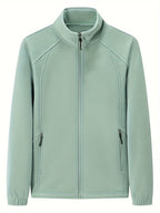 Women's Zip-front Jacket with stand-up collar and long sleeve – Light Green