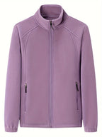 Women's Zip-front Jacket with stand-up collar and long sleeve – Light Green
