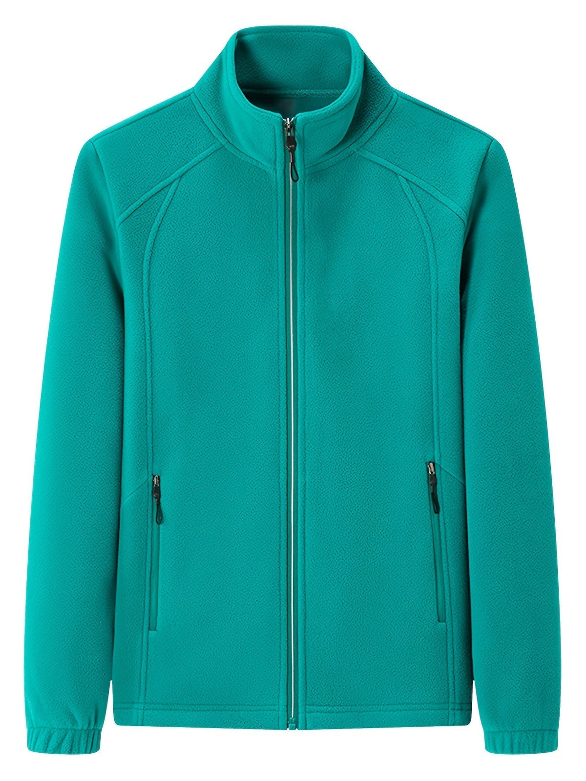 Women's Zip-front Jacket with stand-up collar and long sleeve – Light Green