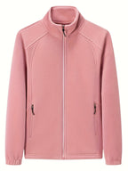 Women's Zip-front Jacket with stand-up collar and long sleeve – Light Green