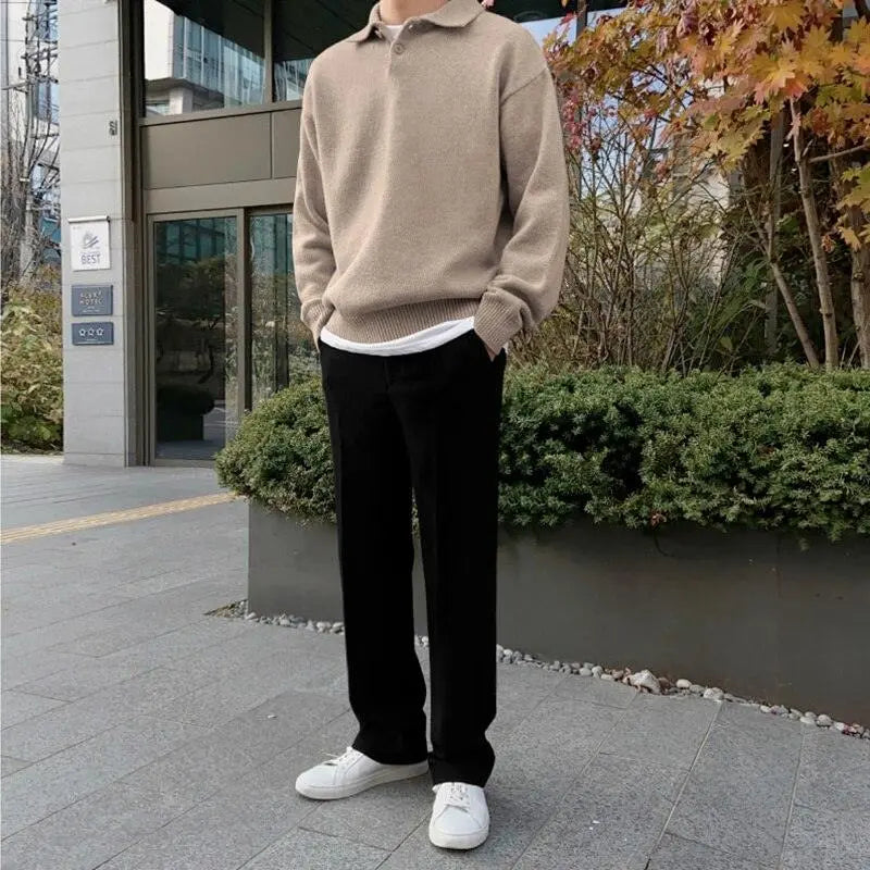 Men's Wool Half-Zip Jumper with Collar