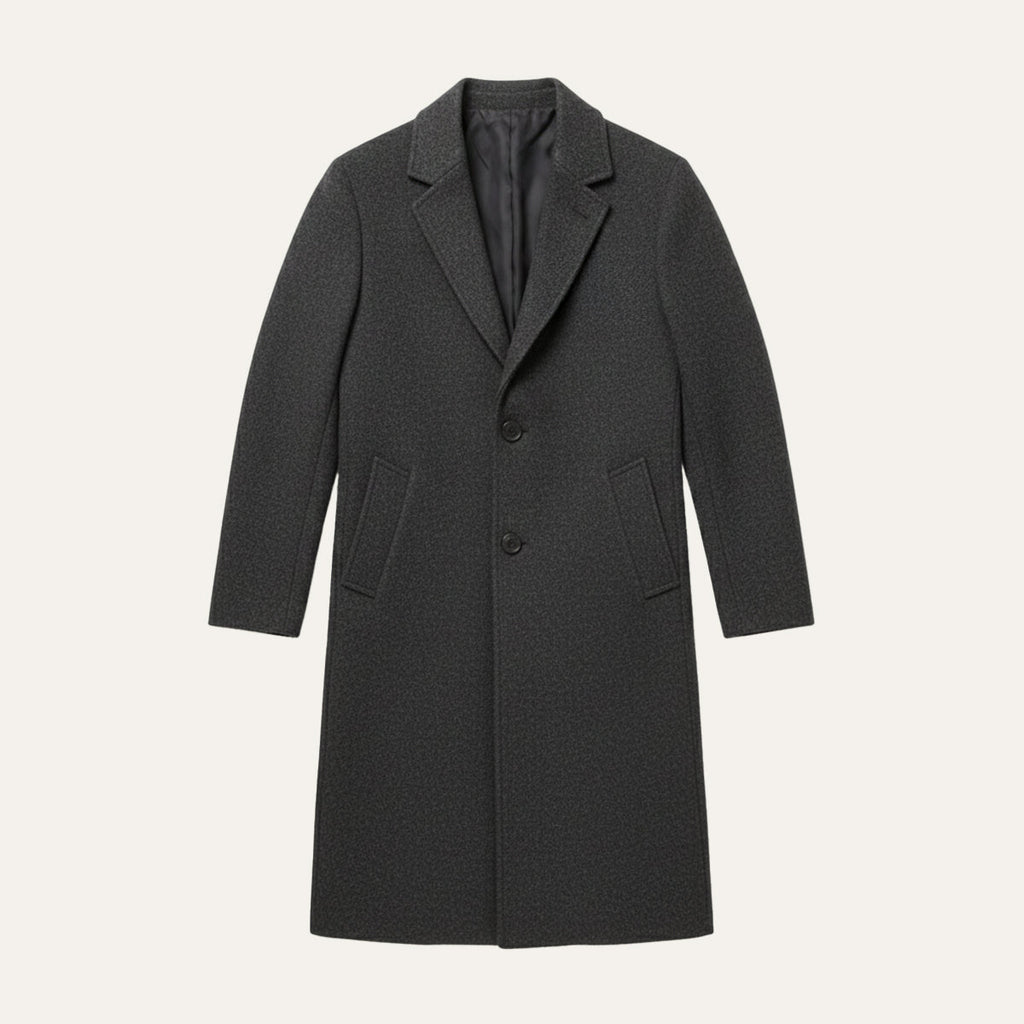 Men's Tailored Classic Overcoat – Lapel Collar, Single-Breasted