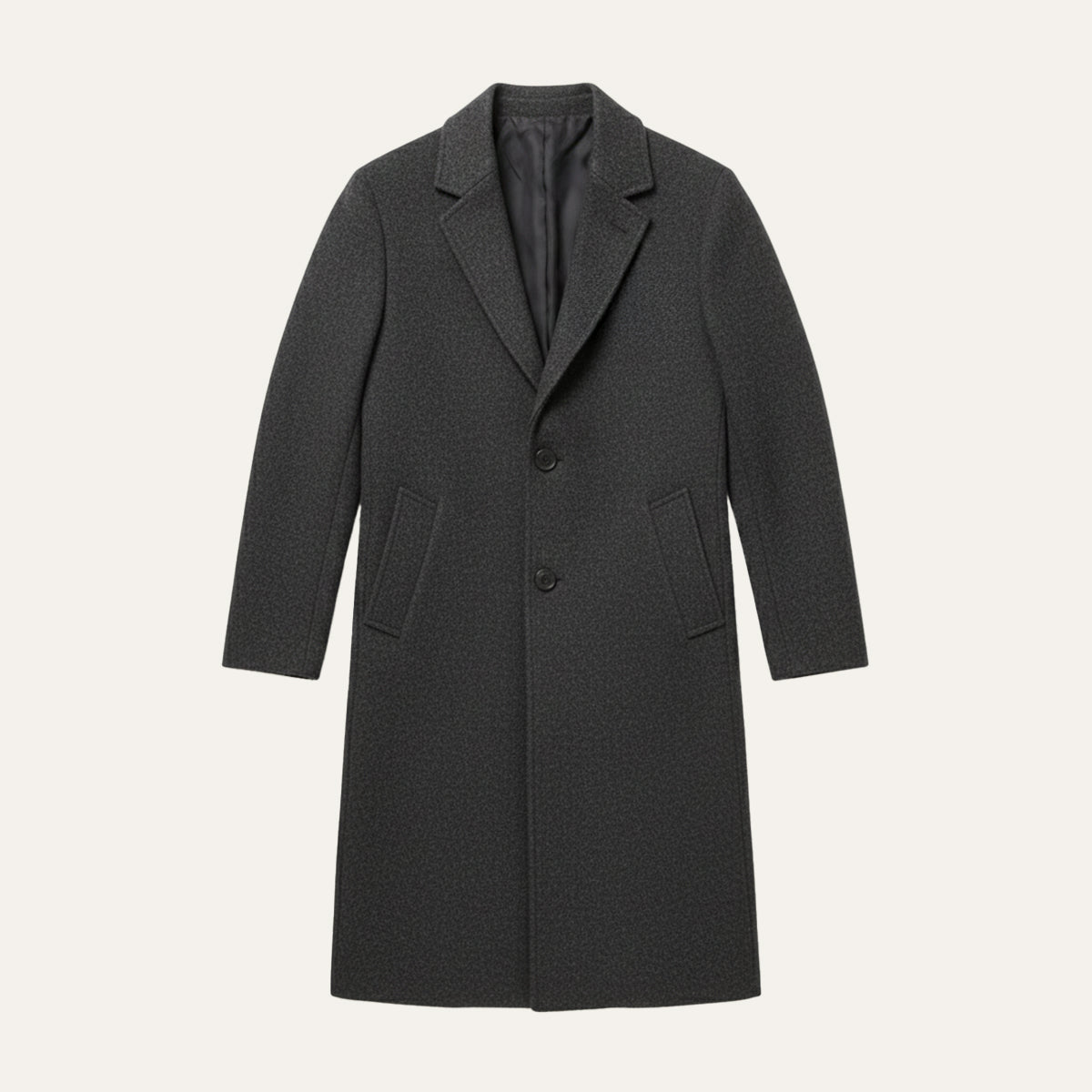 Men's Tailored Classic Overcoat – Lapel Collar, Single-Breasted