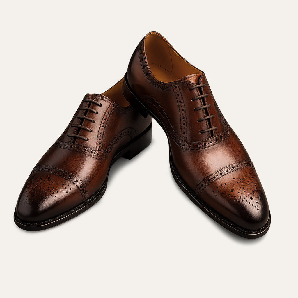 Men's Leather-Look Brogue Dress Shoes – Formal Lace-Up