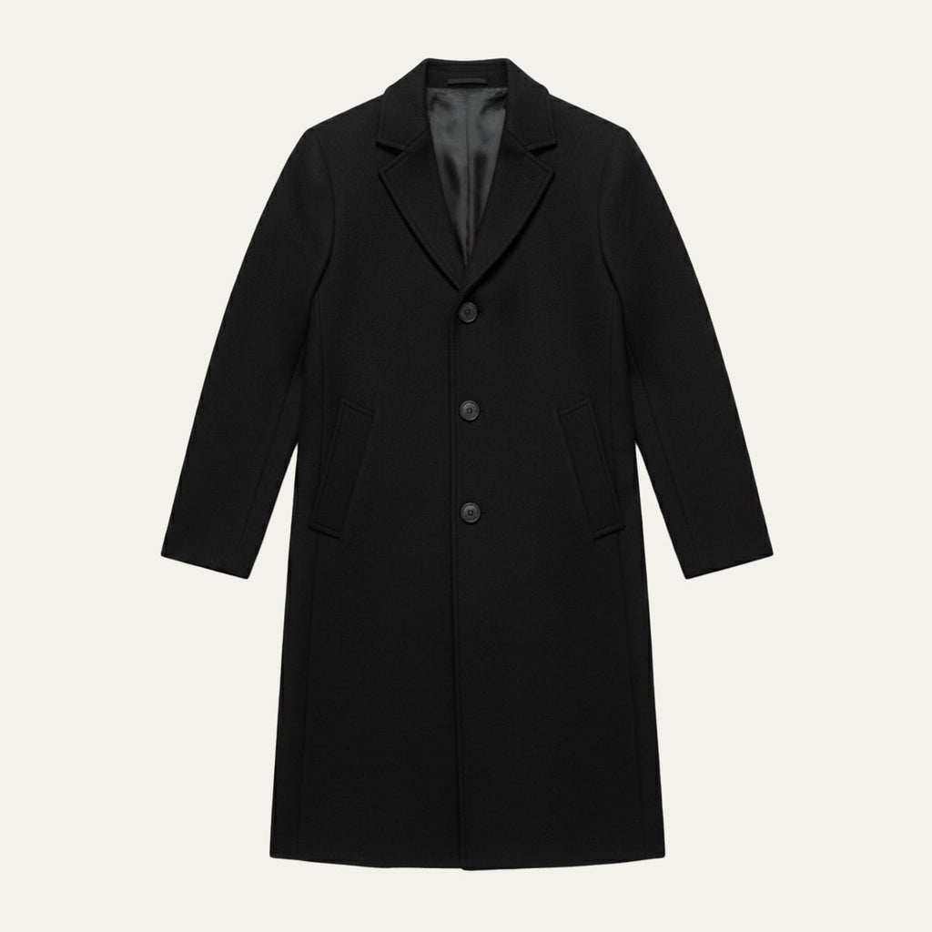 Men's Tailored Classic Overcoat – Lapel Collar, Single-Breasted