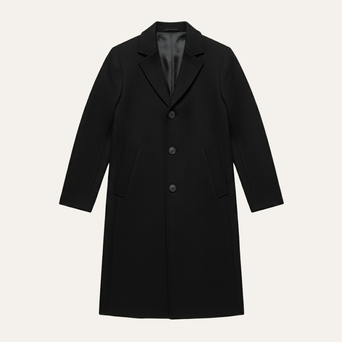 Men's Tailored Classic Overcoat – Lapel Collar, Single-Breasted