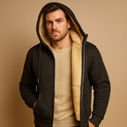 Men's Fleece-Lined Zip-Up Hoodie – Warm Hooded Sweatshirt