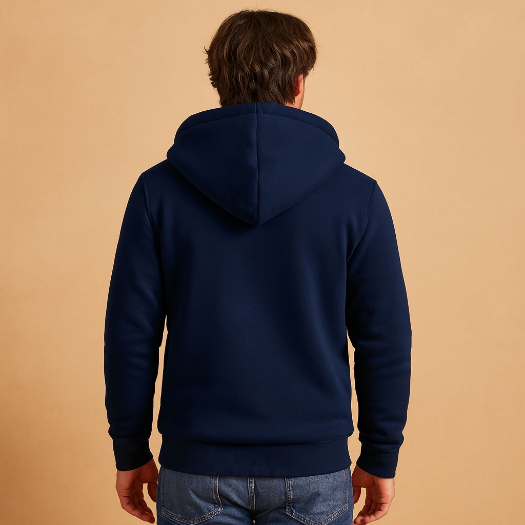 Men's Fleece-Lined Zip-Up Hoodie – Warm Hooded Sweatshirt