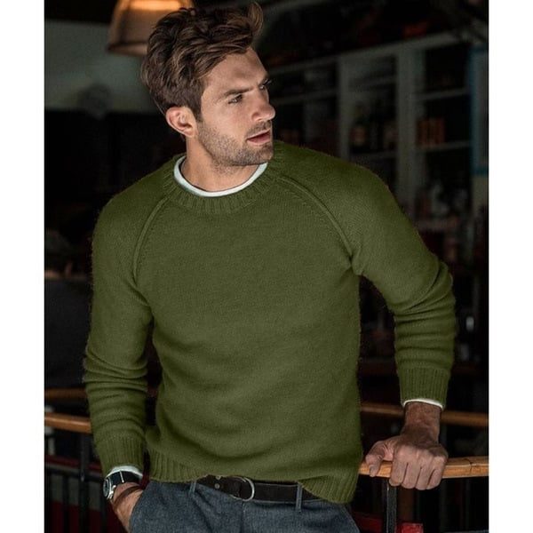 Men's Fine-Knit Crew-Neck Sweater – Relaxed Long-Sleeve Pullover
