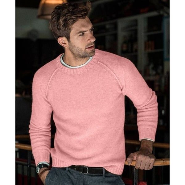 Men's Fine-Knit Crew-Neck Sweater – Relaxed Long-Sleeve Pullover