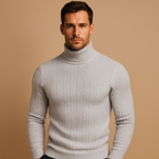 Men's Ribbed Turtleneck Sweater – Soft Knitted Roll-Neck Winter Layer for Smart Casual Office Evening and Everyday Cold-Weather Wear