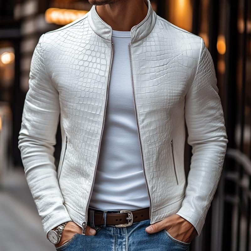 Men's Crocodile-Embossed leather-look Jacket