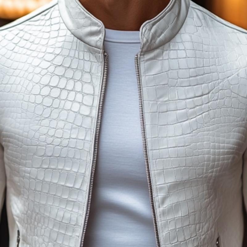 Men's Crocodile-Embossed leather-look Jacket