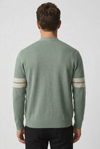 Men's Striped Knitted Cardigan – Button-Front V-Neck Sweater