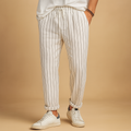 Men's Printed Drawstring Trousers – Relaxed-Fit Full-Length Casual Pants with Adjustable Elastic Waist for Summer Holidays Weekend Travel and Everyday Wear