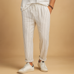Men's Printed Drawstring Trousers – Relaxed-Fit Full-Length Casual Pants with Adjustable Elastic Waist for Summer Holidays Weekend Travel and Everyday Wear