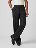 Men's Pinstripe Wide-Leg Trousers – Pleated Tailored Pants