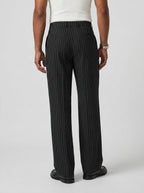 Men's Pinstripe Wide-Leg Trousers – Pleated Tailored Pants