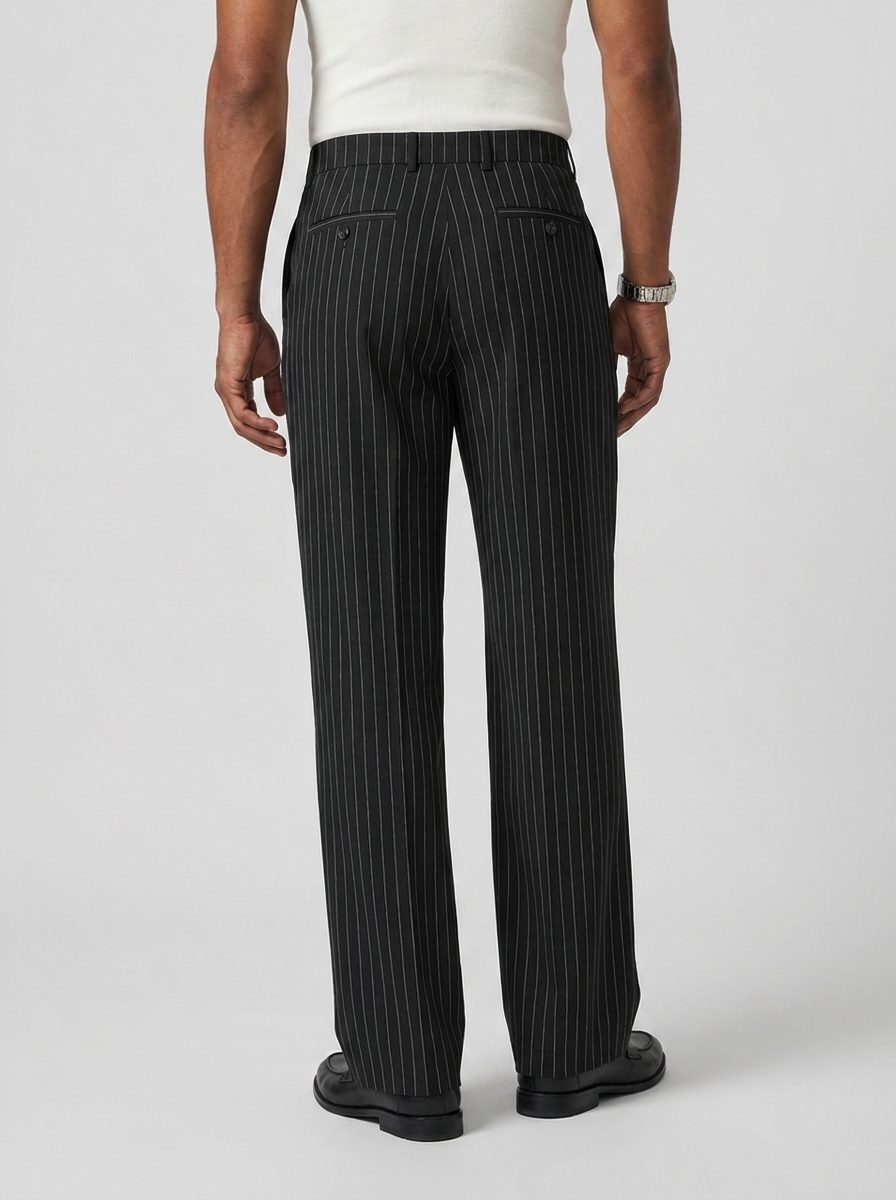 Men's Pinstripe Wide-Leg Trousers – Pleated Tailored Pants