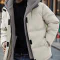 Men's Fleece-Lined Puffer Jacket – Hooded Quilted Winter Coat