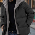 Men's Fleece-Lined Puffer Jacket – Hooded Quilted Winter Coat