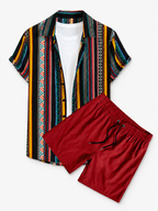 Men's Summer Resort Set – Printed Button-Up Shirt